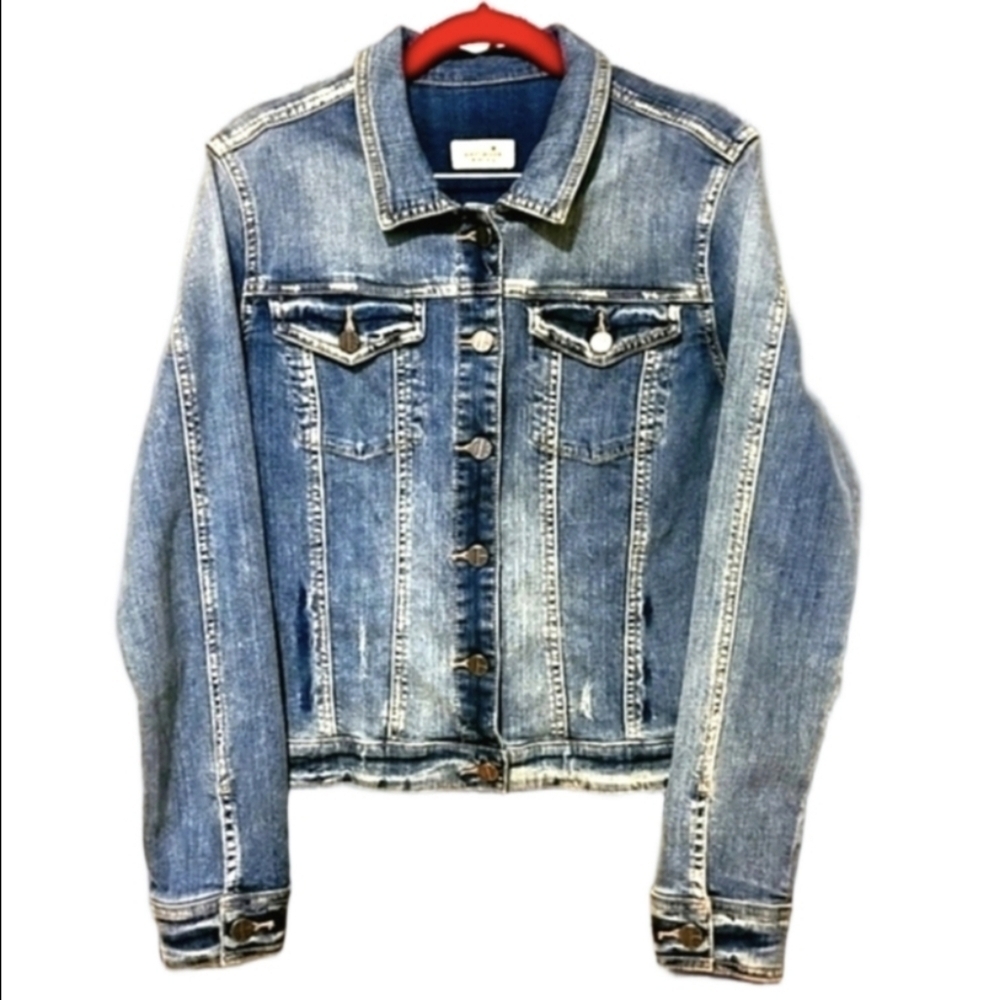 Y2K The Real McCoy Denim Jacket Medium Wash Blue Denim Chambray Faded Distressed